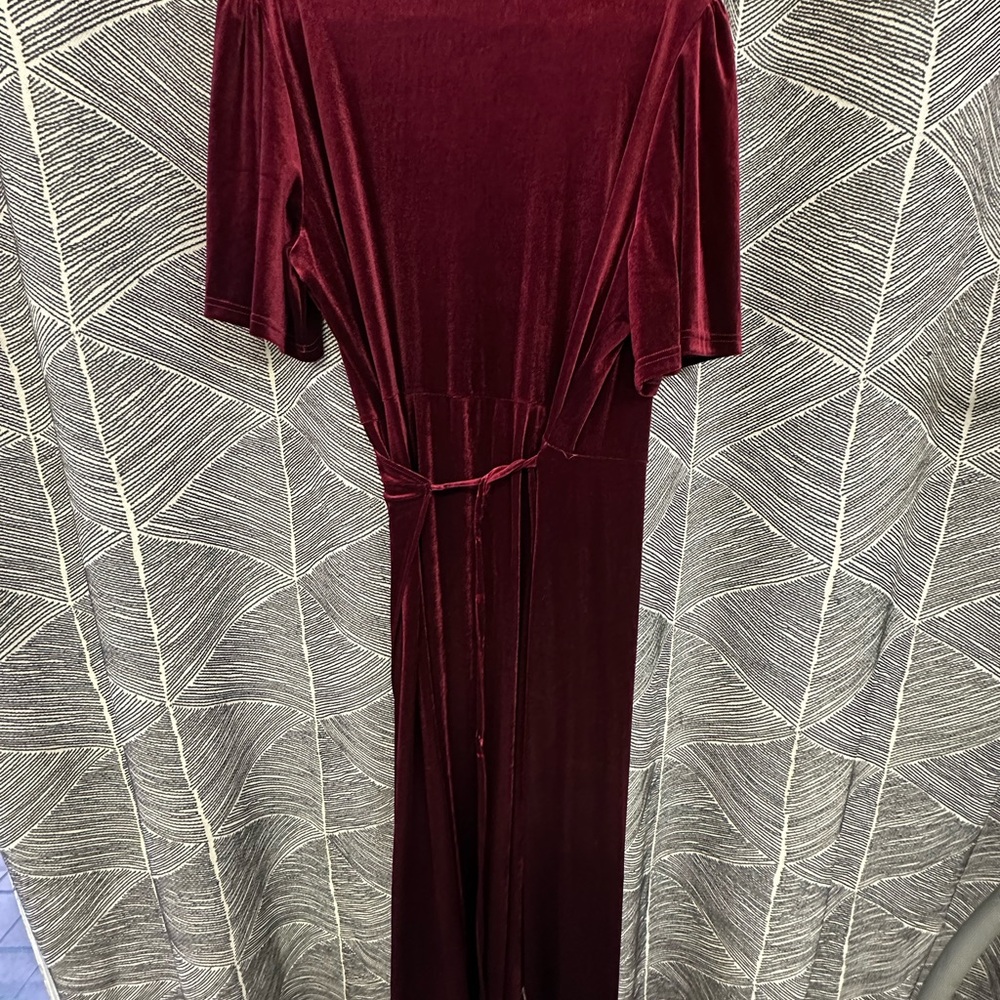 MEROKEETY Women's V Neck Wrap Velvet Maxi Wedding Guest Dress Bell Sleeve <268> - Picture 6 of 7
